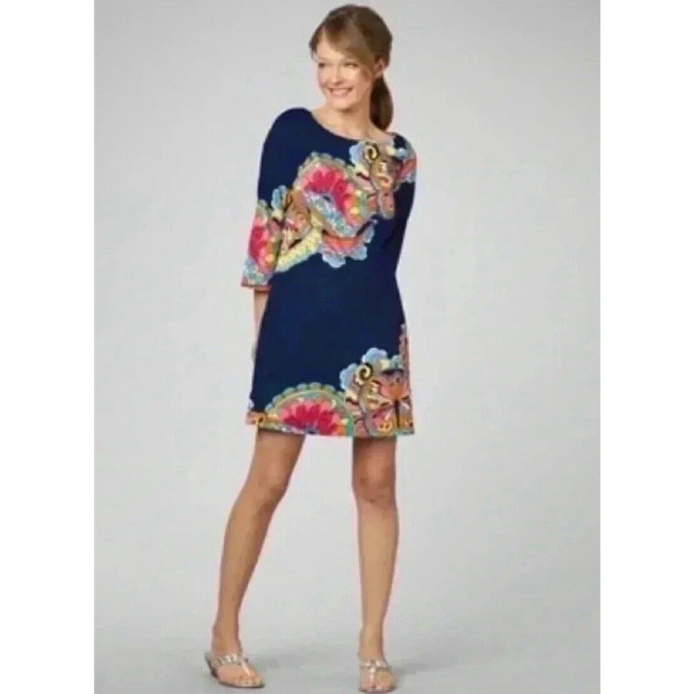 Lilly Pulitzer Shauna Tunic Dress Navy Floral Multi Size 0‎